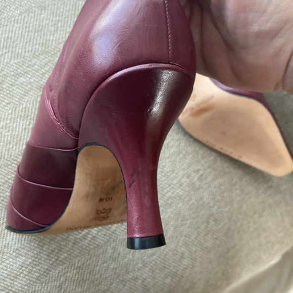 Antonio Melani Pointy Square Glove Fit Slip In Heel. Cranberry Red Leather.SZ 10 - Picture 14 of 16